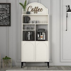 Dulap de bar pentru cafea, Hommy Craft, Lyon 80, PAL, Crem/Negru imagine