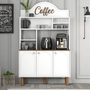 Dulap de bar pentru cafea, Hommy Craft, Bohem 860, 120x203x35 cm, PAL, Alb imagine