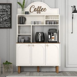 Dulap de bar pentru cafea, Hommy Craft, Bohem 861, 120x203x35 cm, PAL, Crem imagine