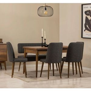 Set masa extensibila si 6 scaune, Vella, Vina, PAL, Nuc / Antracit imagine