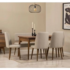 Set masa extensibila si 6 scaune, Vella, Vina, PAL, Maro/Crem imagine