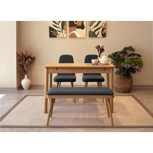 Set masa extensibila si 4 scaune, Vella, Vina Mini 01 1053, PAL, Stejar / Antracit imagine
