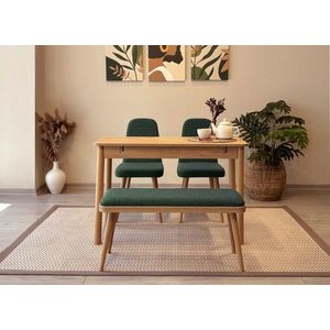 Set masa extensibila si 4 scaune, Vella, Vina Mini 01 1070, PAL, Stejar / Verde imagine
