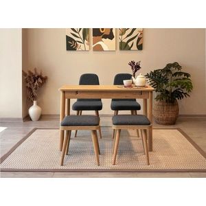 Set masa extensibila si 4 scaune, Vella, Vina Mini 02 1053, PAL, Stejar / Antracit imagine