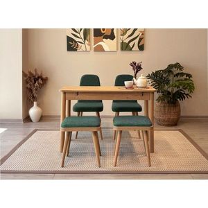 Set masa extensibila si 4 scaune, Vella, Vina Mini 02 1070, PAL, Stejar / Verde imagine