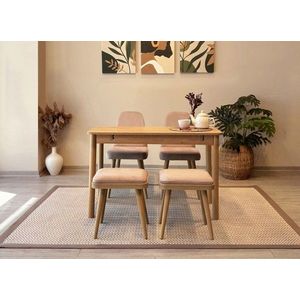 Set masa extensibila si 4 scaune, Vella, Vina Mini 02 0900, PAL, Stejar / Piatra imagine