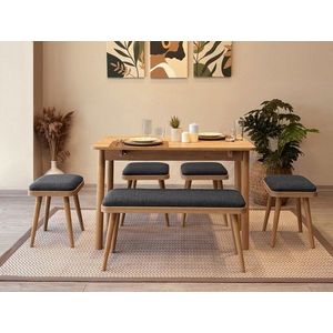 Set masa extensibila si 6 scaune, Vella, Vina Mini 06 1053, PAL, Stejar / Antracit imagine