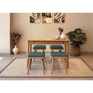 Set masa extensibila si 4 scaune, Vella, Vina Mini 05 1070, PAL, Stejar / Verde imagine