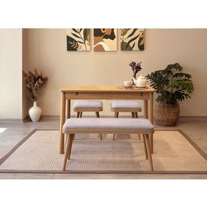 Set masa extensibila si 4 scaune, Vella, Vina Mini 04 0701, PAL, Stejar / Gri Soho imagine