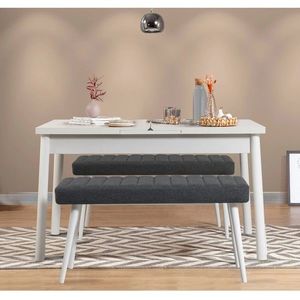Set masa extensibila si 2 banci, Vella, Santiago 1053, PAL, Alb / Antracit imagine