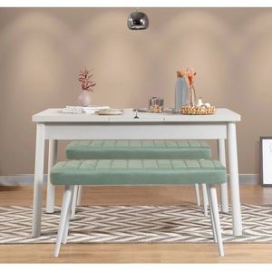 Set masa extensibila si 2 banci, Vella, Santiago 0400, PAL, Alb/Verde imagine