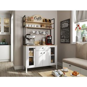 Dulap de bar pentru cafea, Cordelia, FRN-20075, 120x210x50 cm, PAL, Maro/Alb imagine