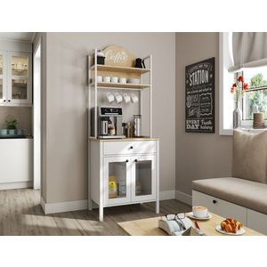 Dulap de bar pentru cafea, Cordelia, FRN-20076-1, 75x210x50 cm, PAL, Maro/Alb imagine