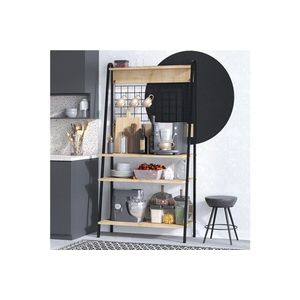 Dulap de bar pentru cafea, Elegance, Barista, 84x170x40 cm, PAL, Stejar safir / negru imagine