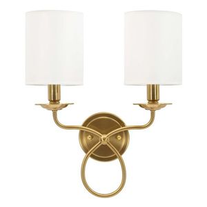 Aplica de perete Zagreb, Mauro Ferretti, 2 x E14, 20W, 35.5x17x43 cm, fier, auriu/alb imagine