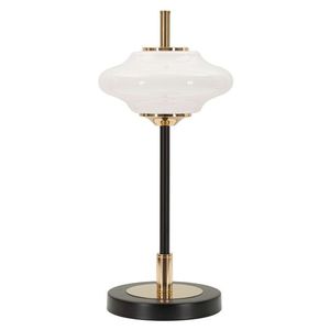 Lampa de masa Vintage, Mauro Ferretti, 1 x E14, 40W, 22x46 cm, fier/sticla, auriu/negru/alb imagine