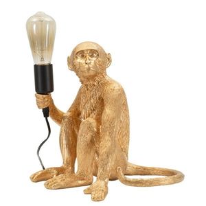 Lampa de masa Monkey Sitting, Mauro Ferretti, 1 x E27, 40W, 33x33x32 cm, polirasina, auriu imagine