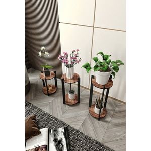 Suport din lemn pentru plante, Poter, Flower Desk Round, MDF , Maro imagine