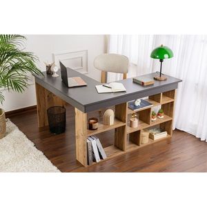 Birou, Nordure, Vesper, 130x72x120 cm, PAL, Antracit / Pin Atlantic imagine