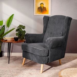 Fotoliu Fossby Faso, Homla, 86x85x108 cm, lemn/catifea din poliester, gri imagine