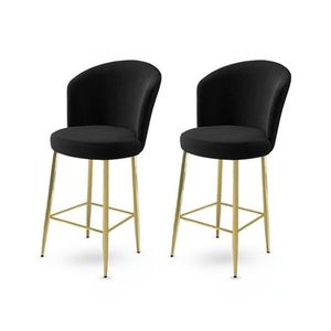 Set scaun de bar (2 bucăți), Charlotte, Fora, Metal, Negru imagine