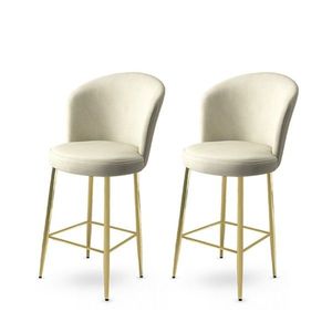 Set scaun de bar (2 bucăți), Charlotte, Fora, Metal, Crem / Aur imagine