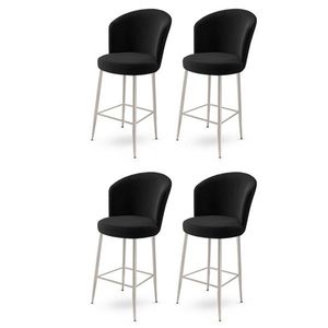 Set scaune de bar 4 piese, Charlotte, Alte, Metal, Negru / Crom imagine