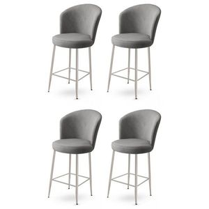 Set scaune de bar 4 piese, Charlotte, Alte, Metal, Gri/Crom imagine
