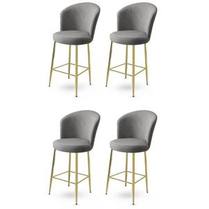 Set scaune de bar 4 piese, Charlotte, Alte, Metal, Gri / Auriu imagine