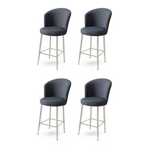 Set scaune de bar 4 piese, Charlotte, Fora, Metal, Antracit / Crom imagine