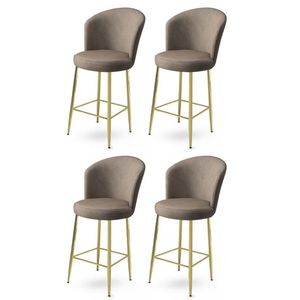 Set scaune de bar 4 piese, Charlotte, Fora, Metal, Cappuccino / Aur imagine