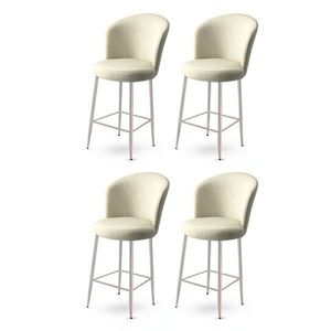 Set scaune de bar 4 piese, Charlotte, Fora, Metal, Crem / Crom imagine