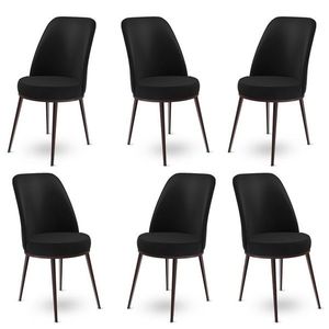 Set scaune 6 piese, Charlotte, Dexa, Metal, Negru/Maro imagine