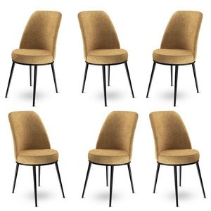 Set scaune 6 piese, Charlotte, Dexa, Metal, Cappuccino / Negru imagine