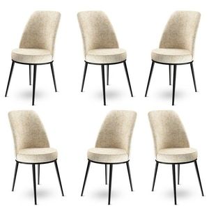 Set scaune 6 piese, Charlotte, Dexa, Metal, Crem/Negru imagine