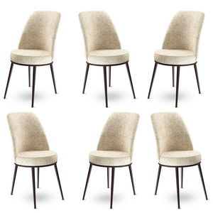 Set scaune 6 piese, Charlotte, Dexa, Metal, Crem/Maro imagine