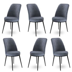 Set scaune 6 piese, Charlotte, Dexa, Metal, Fume / Negru imagine