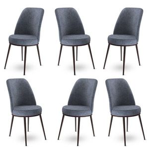 Set scaune 6 piese, Charlotte, Dexa, Metal, Fume / Maro imagine