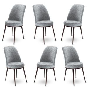 Set scaune 6 piese, Charlotte, Dexa, Metal, Gri/Maro imagine