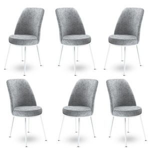 Set scaune 6 piese, Charlotte, Dexa, Metal, Gri/Alb imagine