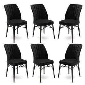 Set scaune 6 piese, Charlotte, Flex, Metal, Negru imagine