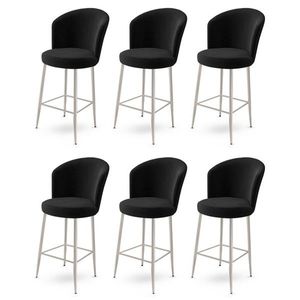 Set scaune de bar 6 piese, Charlotte, Alte, Metal, Negru / Crom imagine