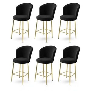 Set scaune de bar 6 piese, Charlotte, Alte, Metal, Negru imagine