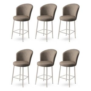Set scaune de bar 6 piese, Charlotte, Alte, Metal, Cappuccino / Chrome imagine