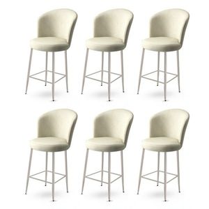 Set scaune de bar 6 piese, Charlotte, Alte, Metal, Crem / Crom imagine