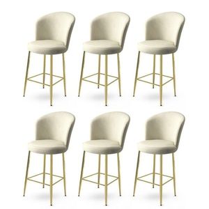 Set scaune de bar 6 piese, Charlotte, Alte, Metal, Crem / Aur imagine