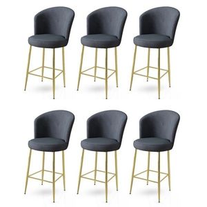 Set scaune de bar 6 piese, Charlotte, Fora, Metal, Antracit / Aur imagine