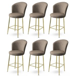 Set scaune de bar 6 piese, Charlotte, Fora, Metal, Cappuccino / Aur imagine