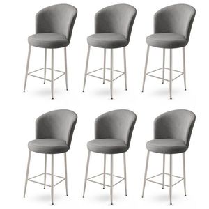 Set scaune de bar 6 piese, Charlotte, Fora, Metal, Gri/Crom imagine