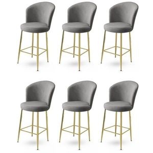 Set scaune de bar 6 piese, Charlotte, Fora, Metal, Gri / Auriu imagine